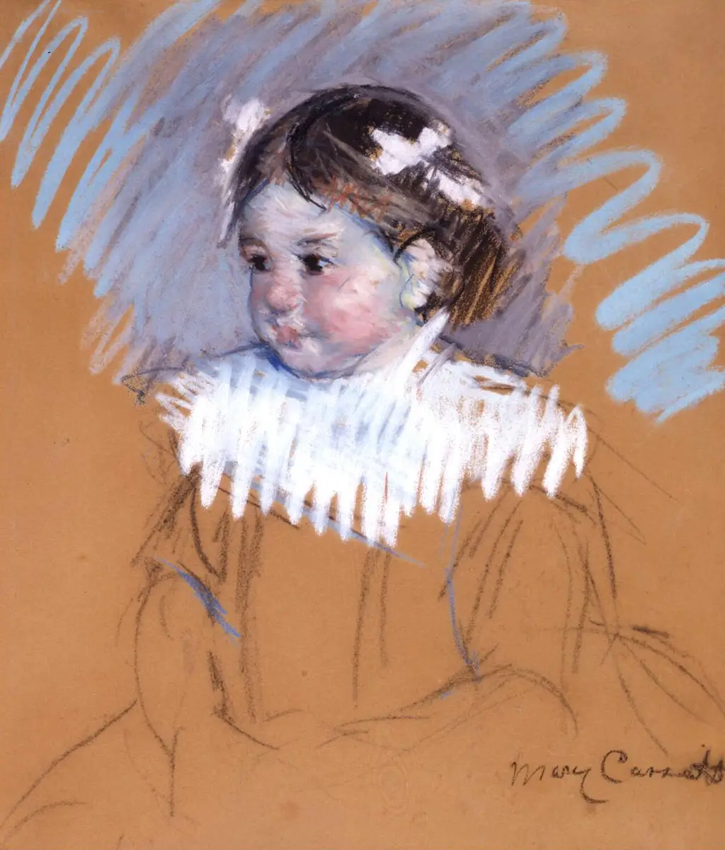 Bust of Ellen with Bows in her Hair in Detail Mary Cassatt